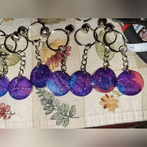 Zodiac Constellation Key Chain Charm - Space Theme, Pink Purple and Blue
